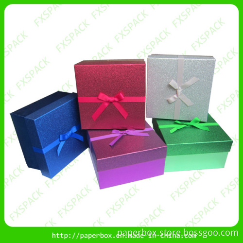 Gift Box with Glitter/2014 Paper Gift Box with Luxury Ribbon